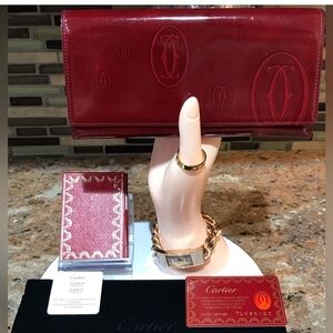 Cartier All Inclusive Burgundy Leather Clutch